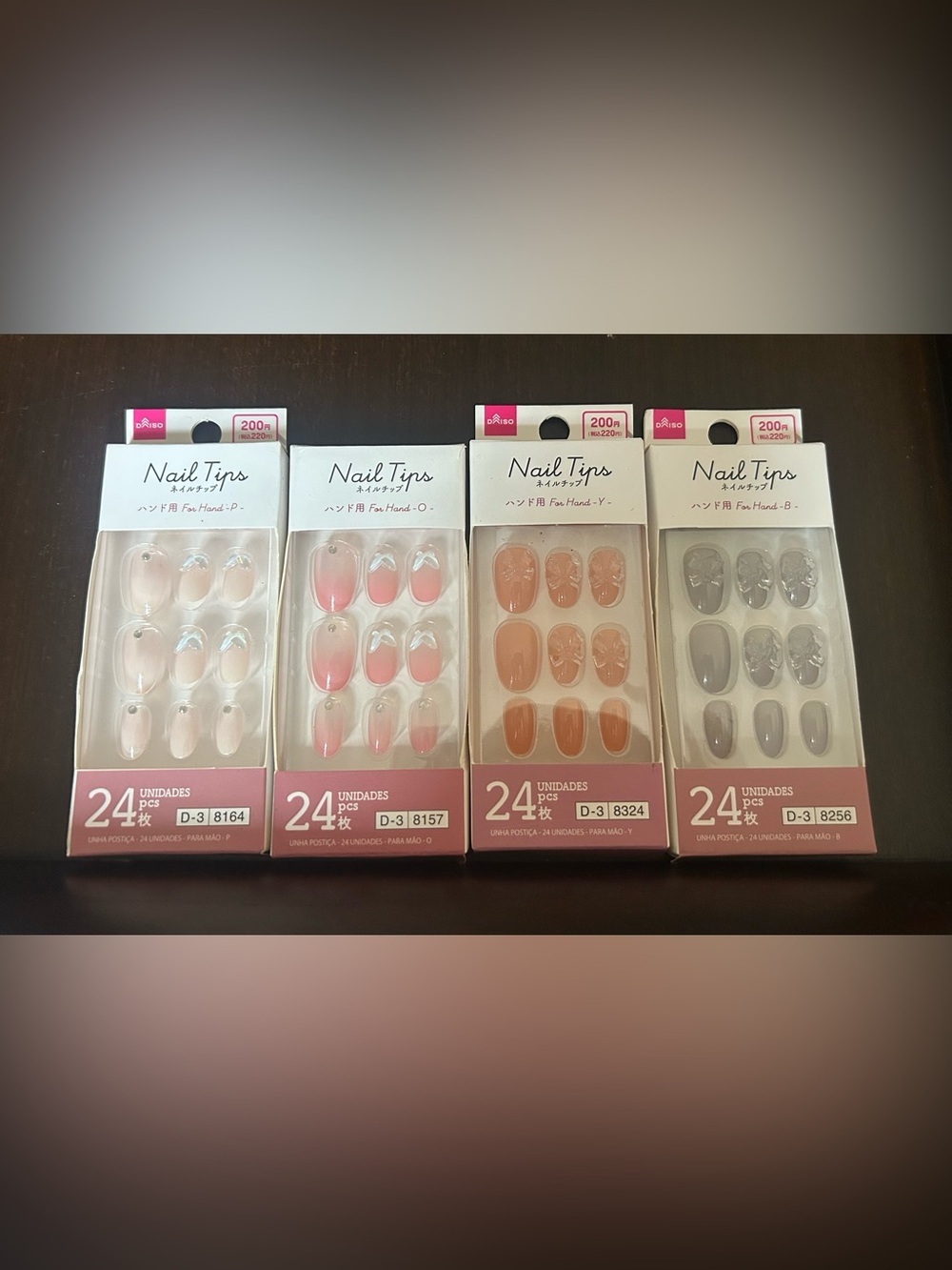 Daiso Pink Ombre & Nude Press-On Nails 24 pieces each, Bundle of 4, NWT One Size